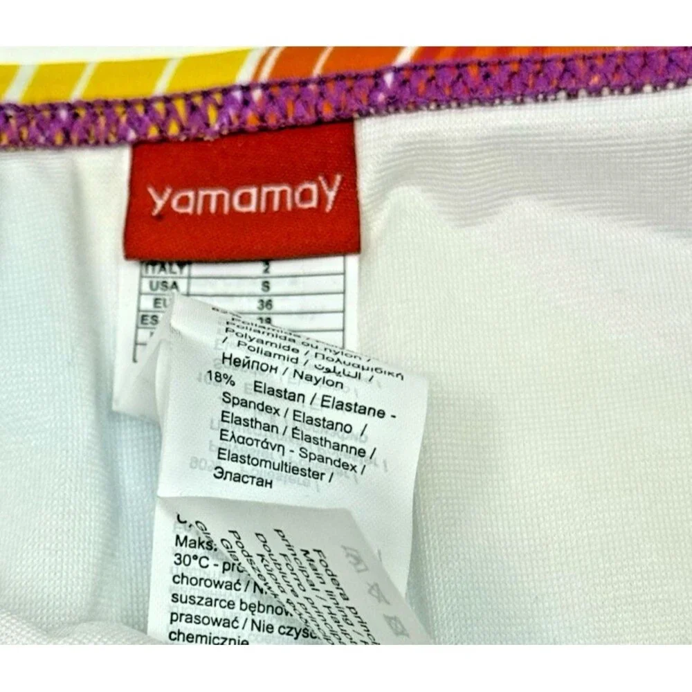 Yamamay Bikini Bottoms Small LOT 2 Side Tie Rainbow Blue‎ UPF Beach Vacation New